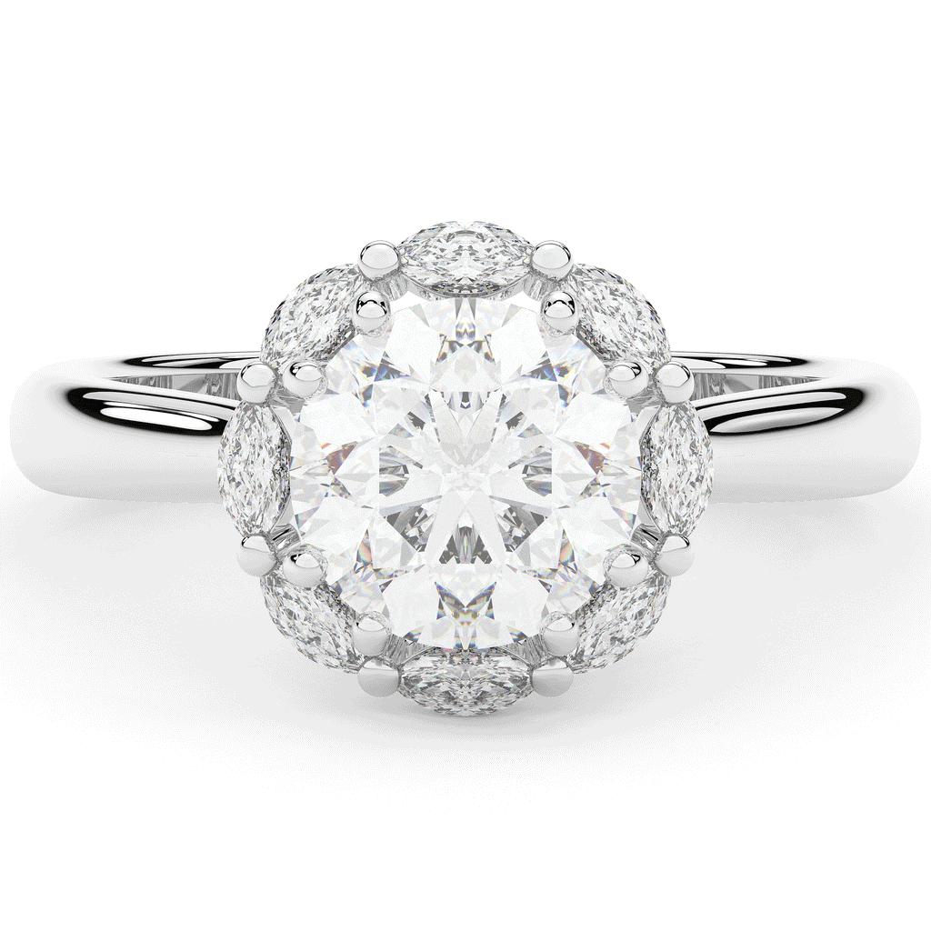 2.40CT.TW ROUND LAB DIAMOND HALO ENGAGEMENT RING - Nazarelle