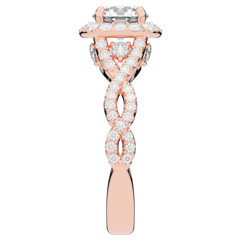 1.60CT.TW ROUND LAB DIAMOND HALO TWIST ENGAGEMENT RING - Nazarelle