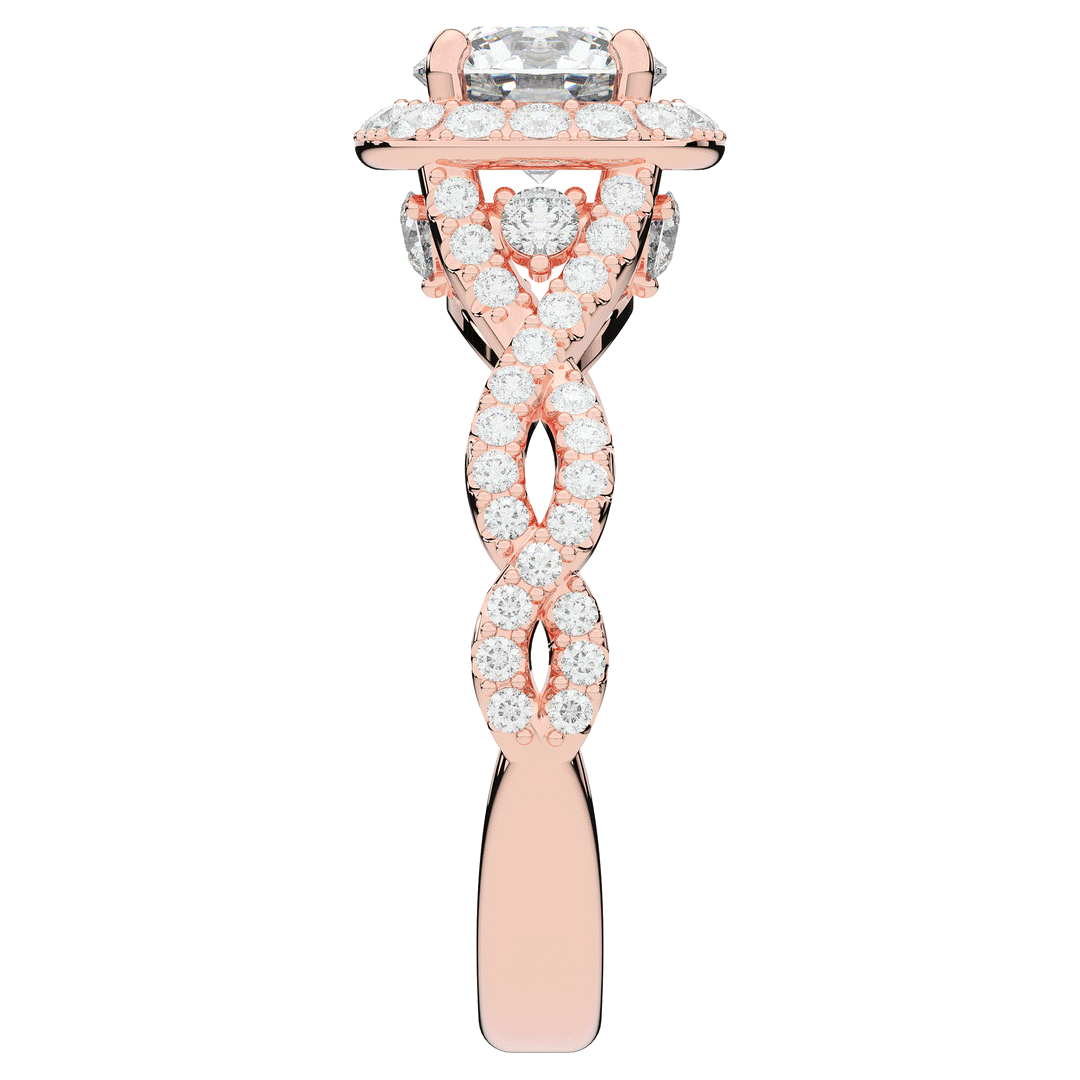 1.60CT.TW ROUND LAB DIAMOND HALO TWIST ENGAGEMENT RING - Nazarelle