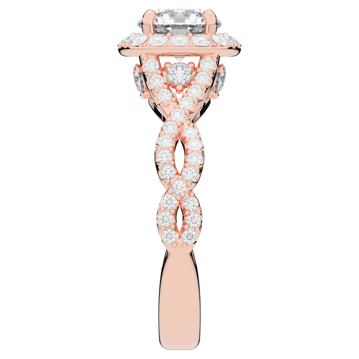 1.60CT.TW ROUND LAB DIAMOND HALO TWIST ENGAGEMENT RING - Nazarelle
