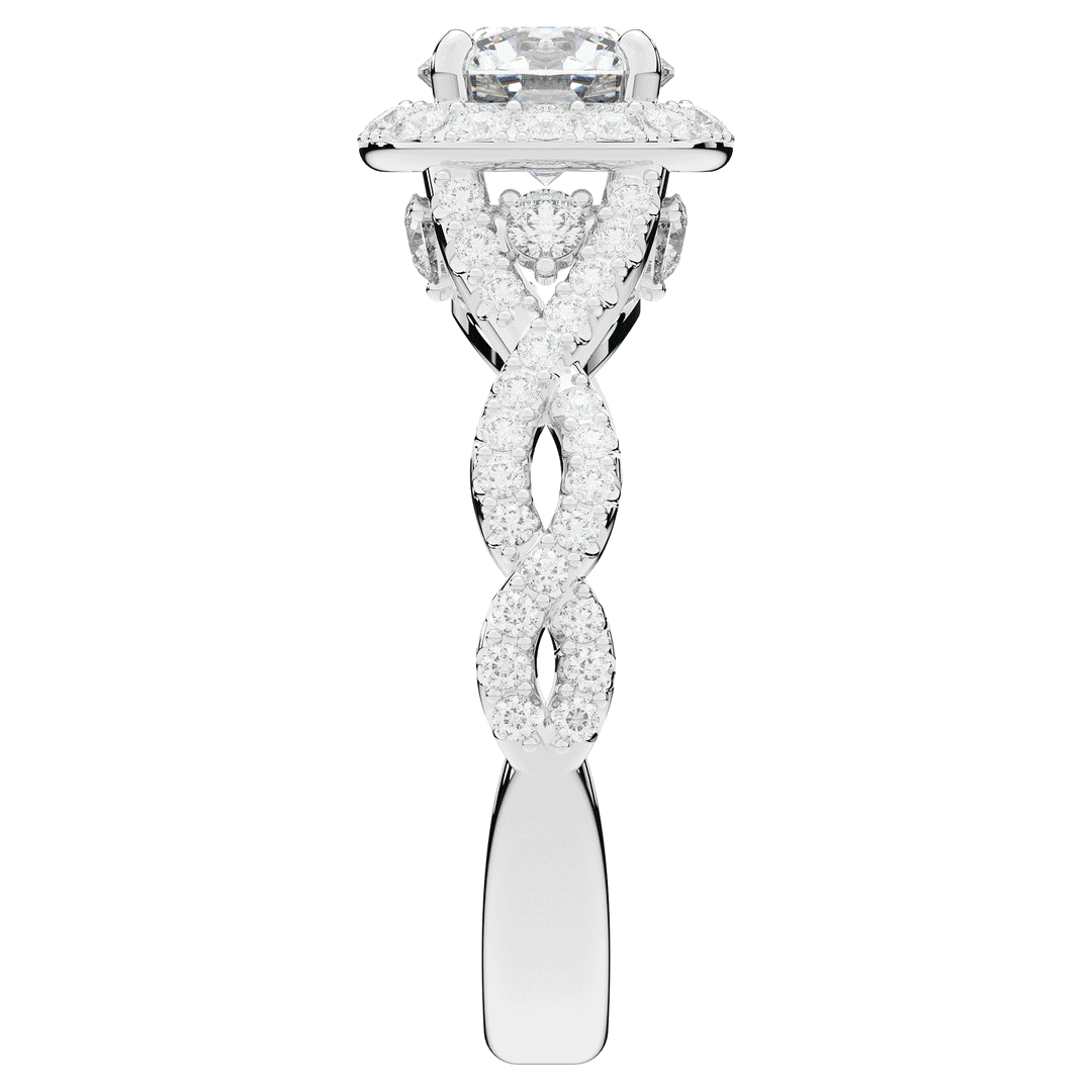 1.60CT.TW ROUND LAB DIAMOND HALO TWIST ENGAGEMENT RING - Nazarelle
