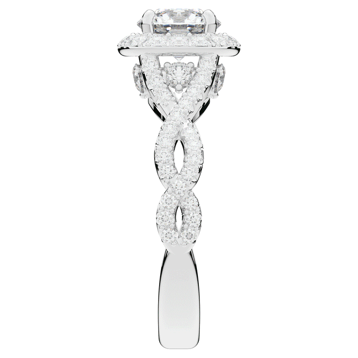 1.60CT.TW ROUND LAB DIAMOND HALO TWIST ENGAGEMENT RING - Nazarelle