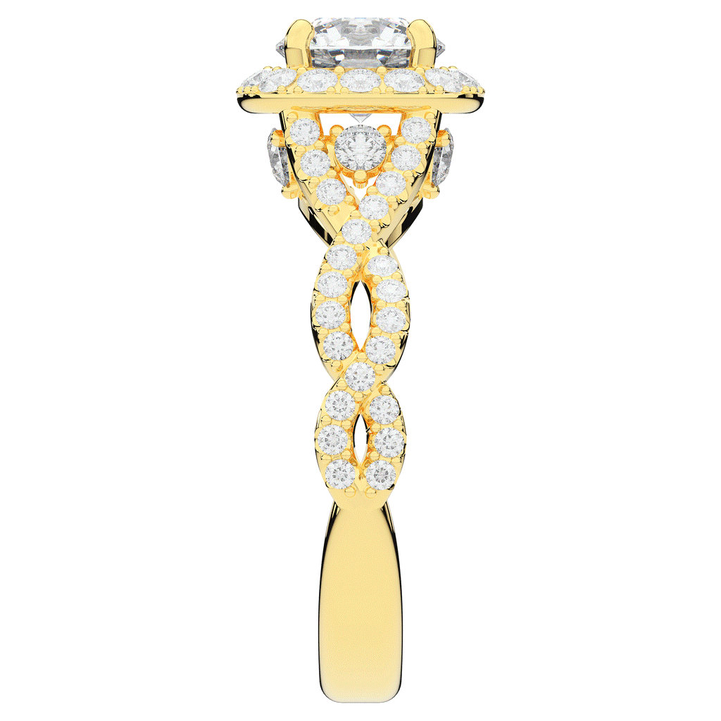 1.60CT.TW ROUND LAB DIAMOND HALO TWIST ENGAGEMENT RING - Nazarelle