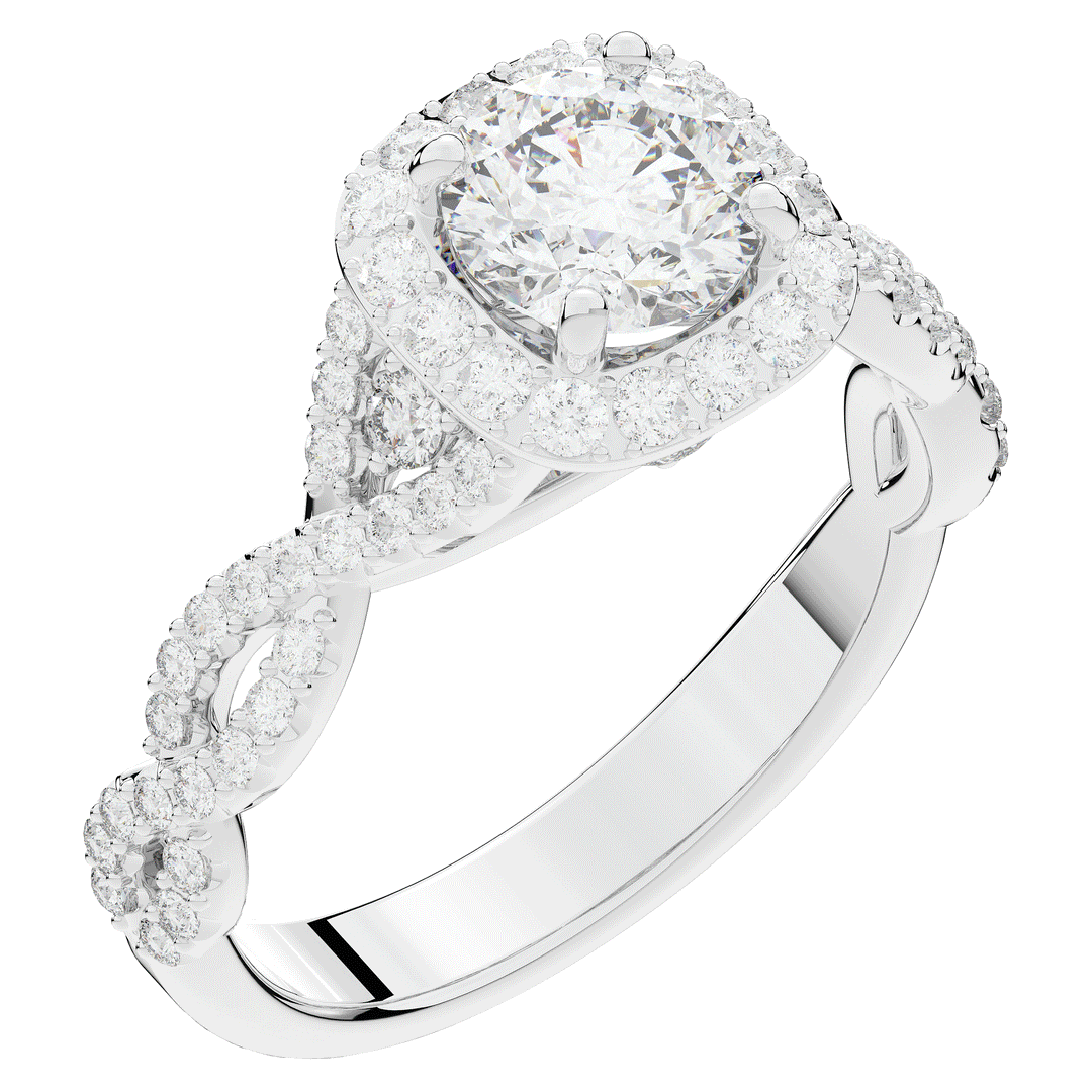 1.60CT.TW ROUND LAB DIAMOND HALO TWIST ENGAGEMENT RING - Nazarelle