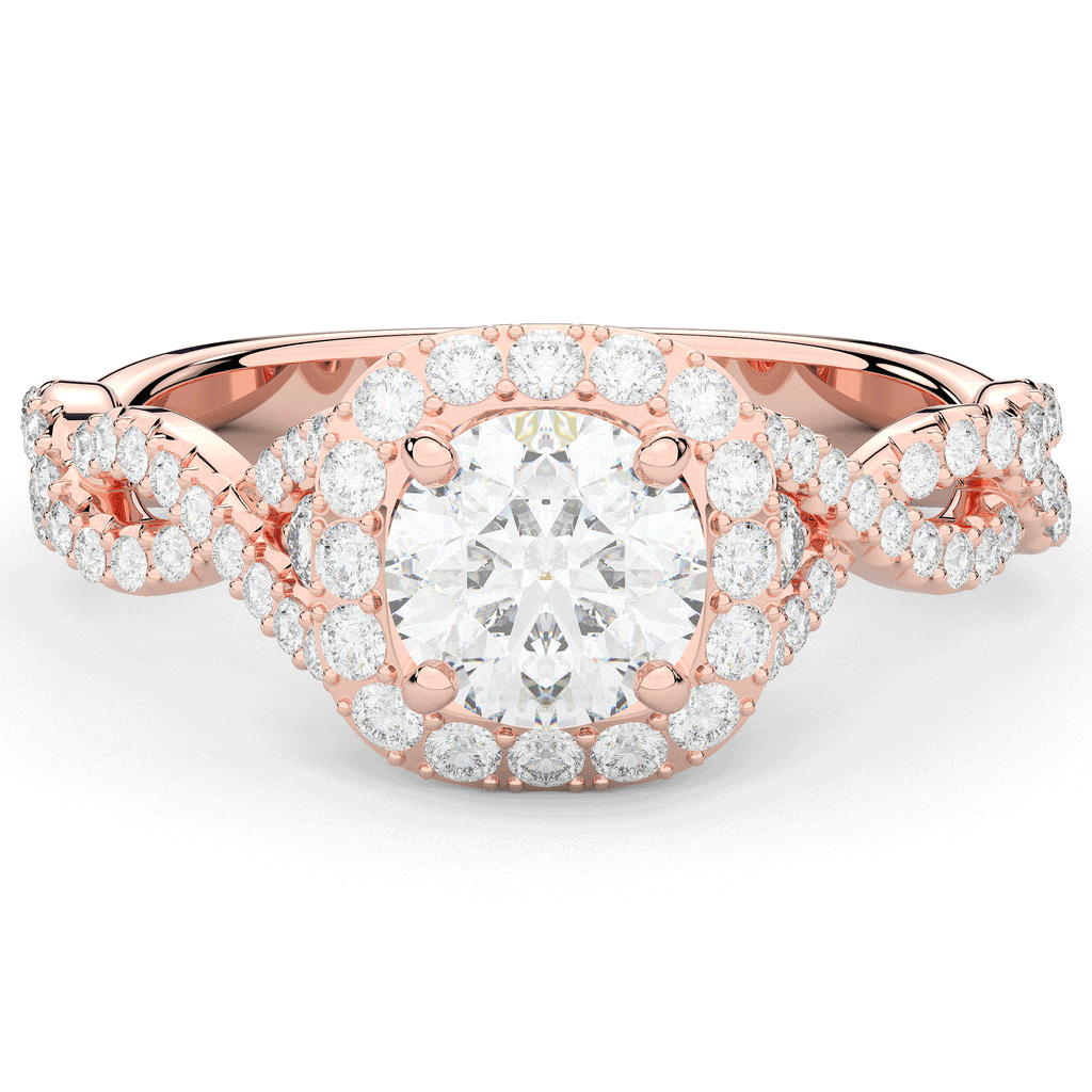 1.60CT.TW ROUND LAB DIAMOND HALO TWIST ENGAGEMENT RING - Nazarelle