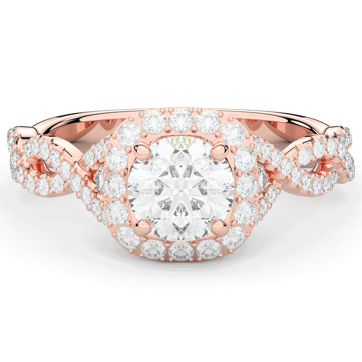 1.60CT.TW ROUND LAB DIAMOND HALO TWIST ENGAGEMENT RING - Nazarelle