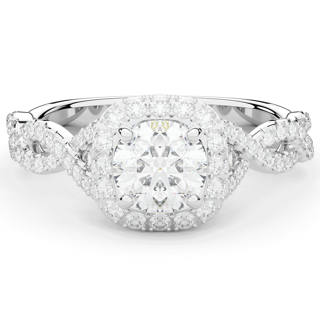1.60CT.TW ROUND LAB DIAMOND HALO TWIST ENGAGEMENT RING - Nazarelle