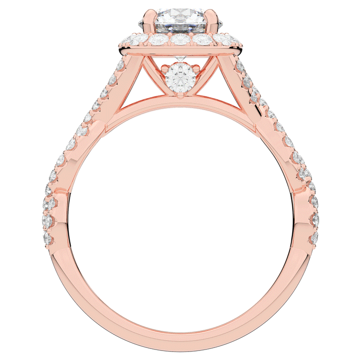 1.60CT.TW ROUND LAB DIAMOND HALO TWIST ENGAGEMENT RING - Nazarelle