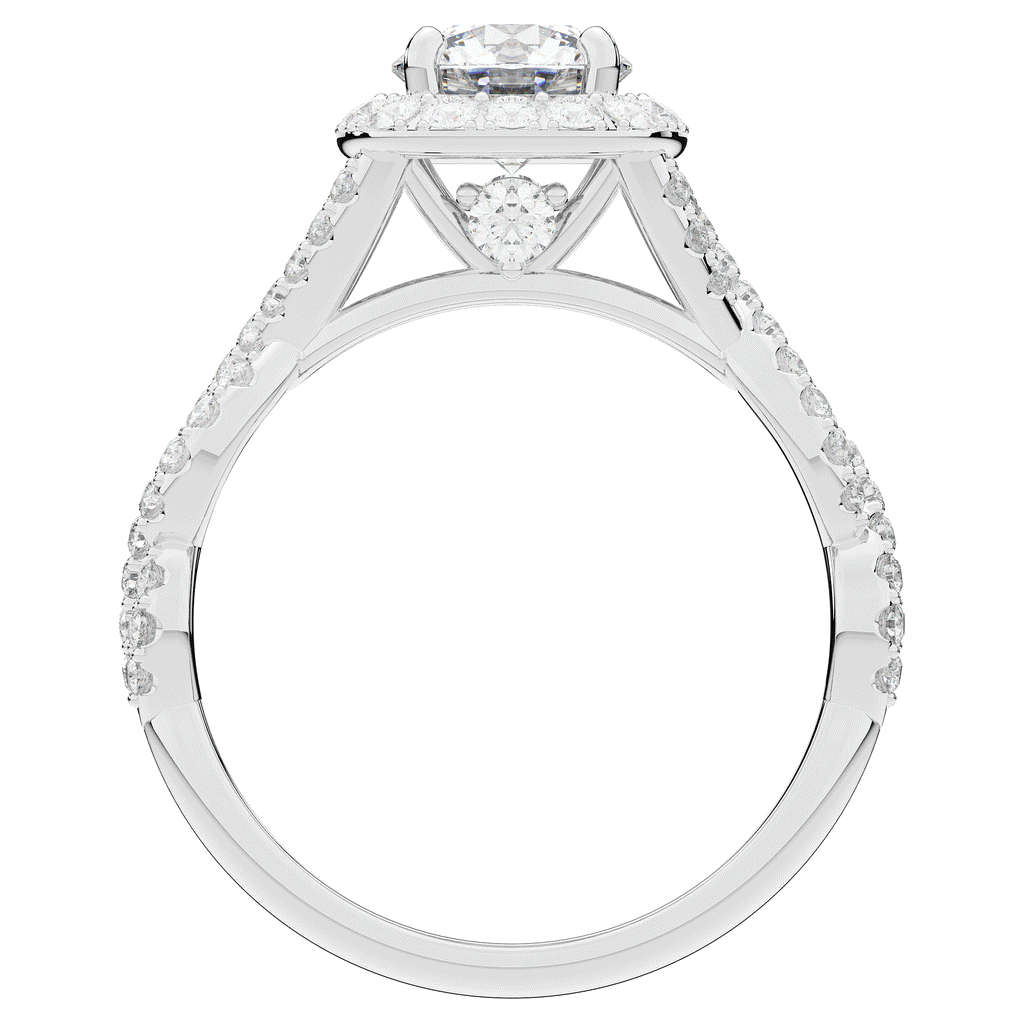 1.60CT.TW ROUND LAB DIAMOND HALO TWIST ENGAGEMENT RING - Nazarelle