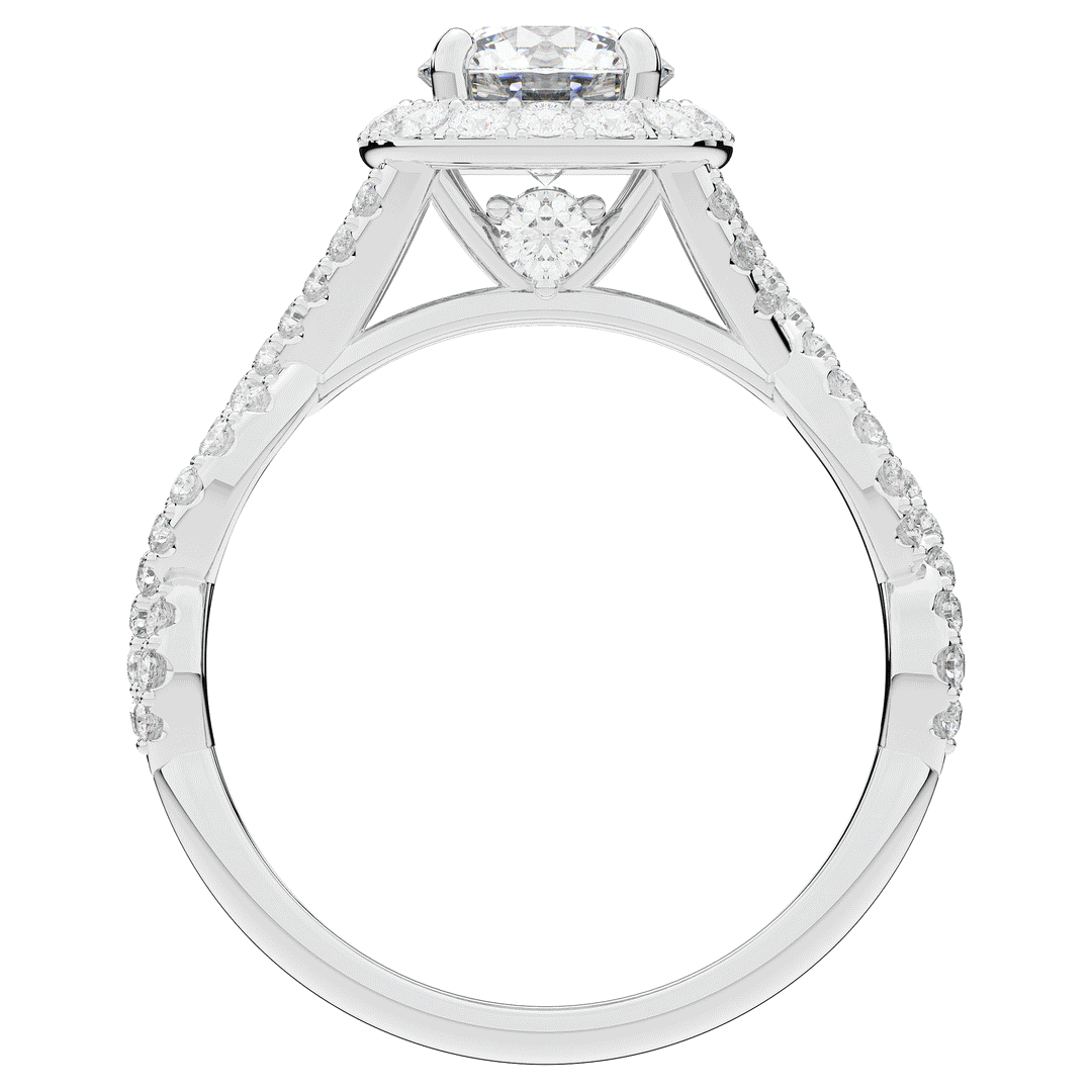 1.60CT.TW ROUND LAB DIAMOND HALO TWIST ENGAGEMENT RING - Nazarelle