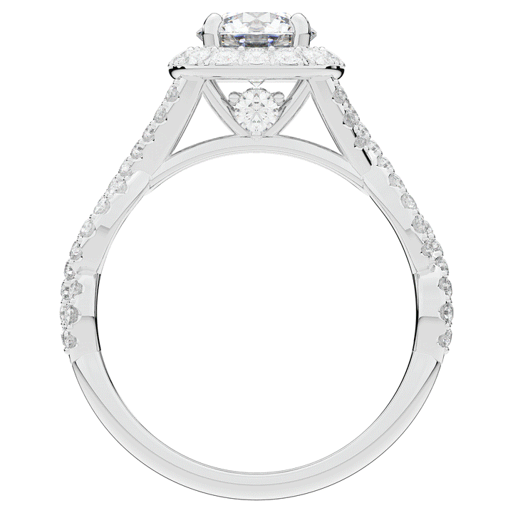 1.60CT.TW ROUND LAB DIAMOND HALO TWIST ENGAGEMENT RING - Nazarelle