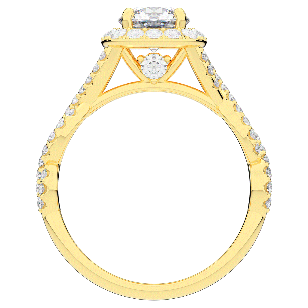 1.60CT.TW ROUND LAB DIAMOND HALO TWIST ENGAGEMENT RING - Nazarelle