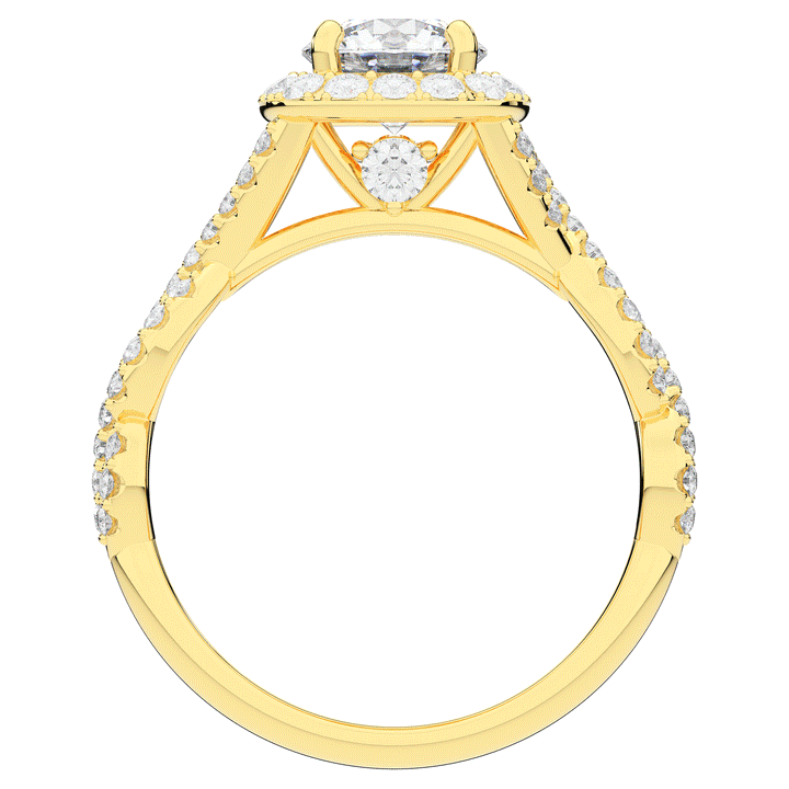 1.60CT.TW ROUND LAB DIAMOND HALO TWIST ENGAGEMENT RING - Nazarelle