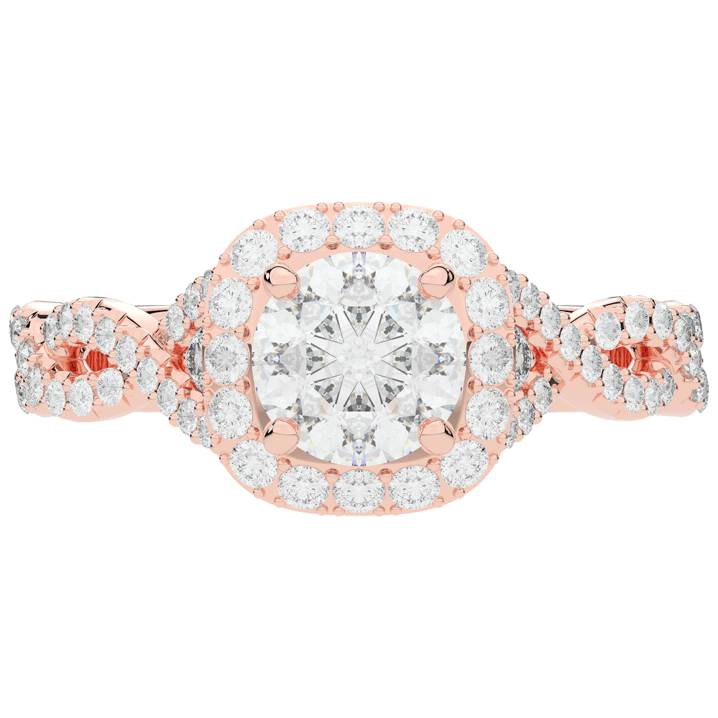 1.60CT.TW ROUND LAB DIAMOND HALO TWIST ENGAGEMENT RING - Nazarelle