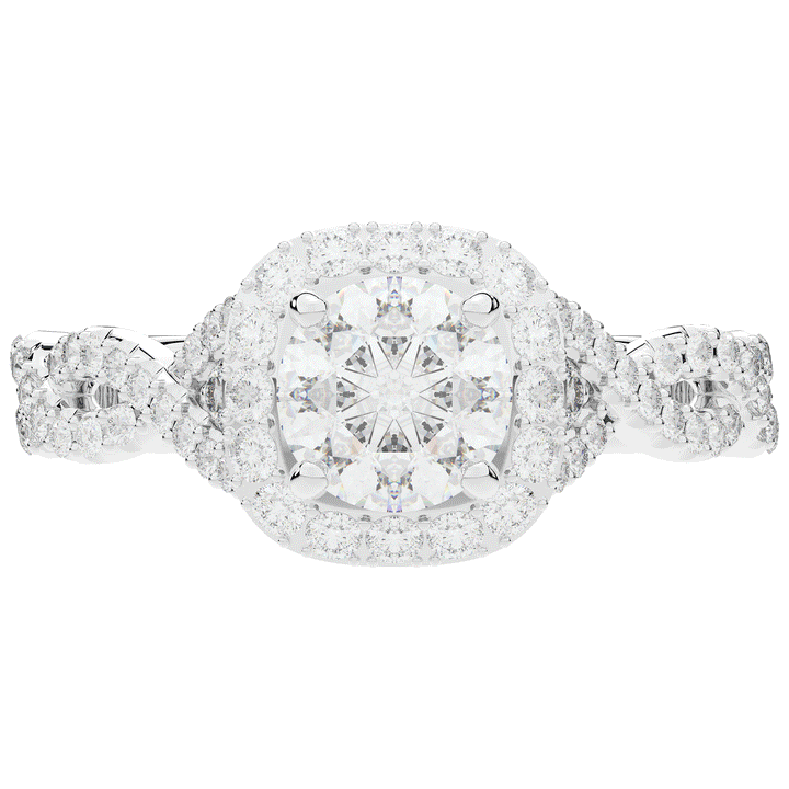 1.60CT.TW ROUND LAB DIAMOND HALO TWIST ENGAGEMENT RING - Nazarelle
