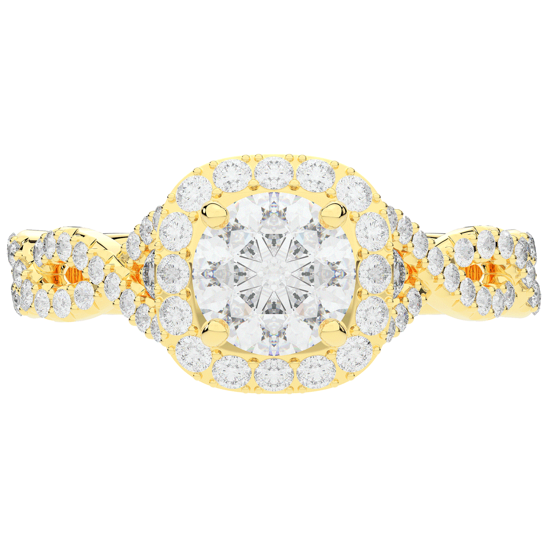 1.60CT.TW ROUND LAB DIAMOND HALO TWIST ENGAGEMENT RING - Nazarelle