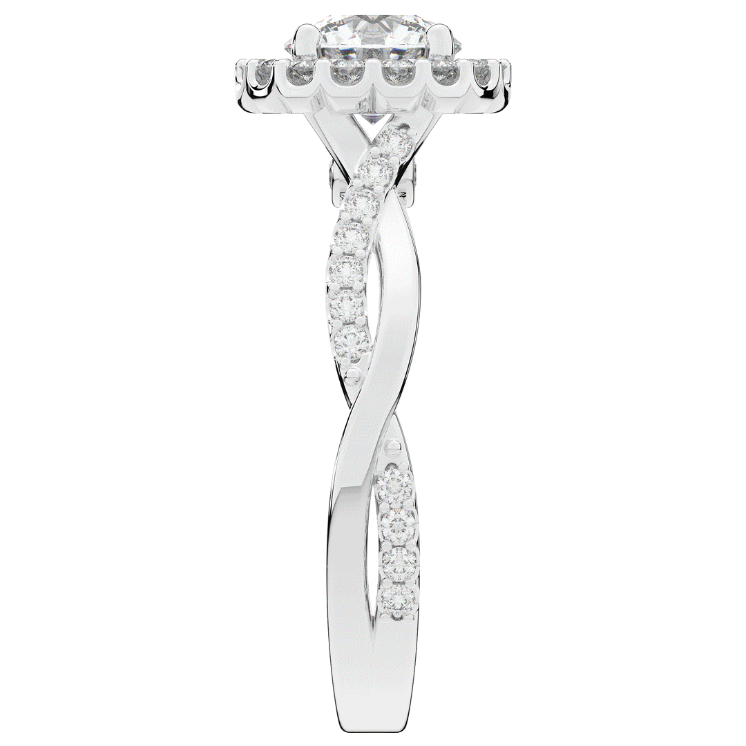 1.35CT.TW ROUND LAB DIAMOND HALO TWIST BAND ENGAGEMENT RING - Nazarelle