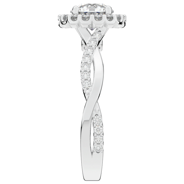 1.35CT.TW ROUND LAB DIAMOND HALO TWIST BAND ENGAGEMENT RING - Nazarelle