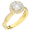 1.35CT.TW ROUND LAB DIAMOND HALO TWIST BAND ENGAGEMENT RING - Nazarelle