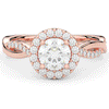 1.35CT.TW ROUND LAB DIAMOND HALO TWIST BAND ENGAGEMENT RING - Nazarelle