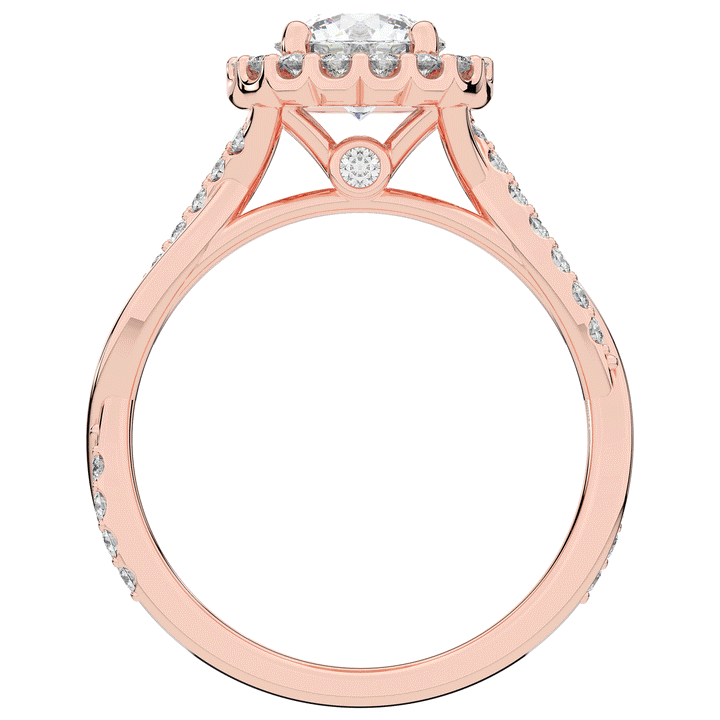 1.35CT.TW ROUND LAB DIAMOND HALO TWIST BAND ENGAGEMENT RING - Nazarelle