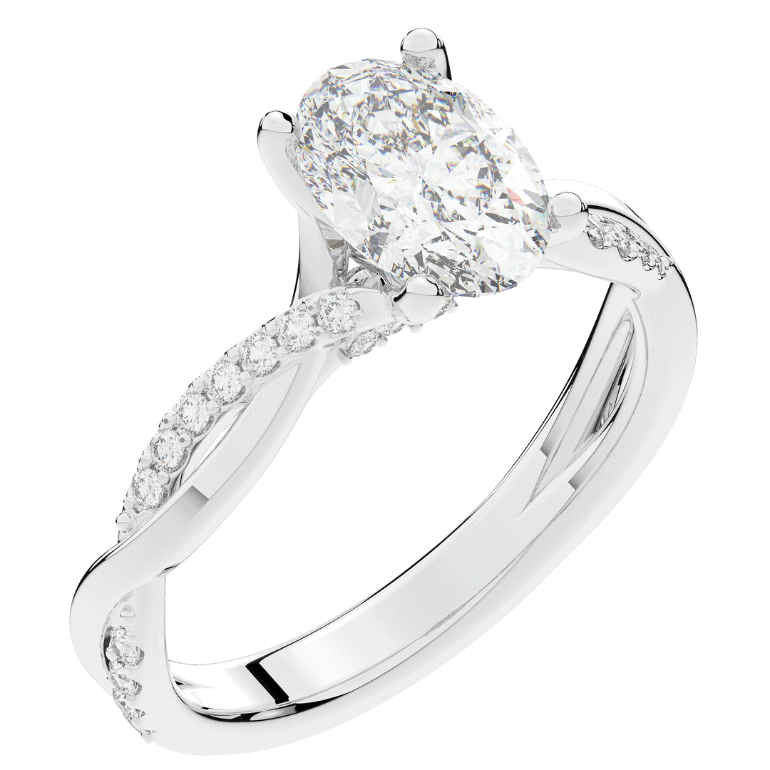 1.70CT.TW OVAL LAB DIAMOND TWIST BAND ENGAGEMENT RING - Nazarelle