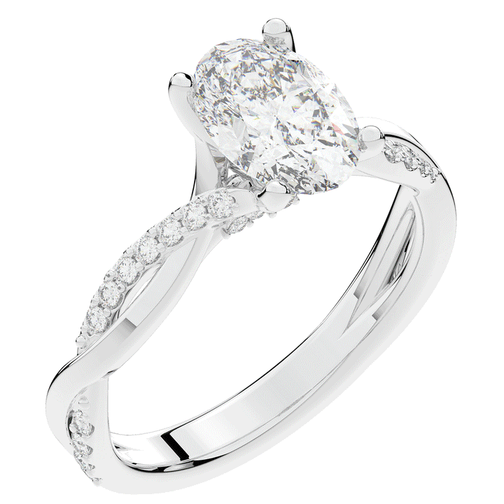 1.70CT.TW OVAL LAB DIAMOND TWIST BAND ENGAGEMENT RING - Nazarelle