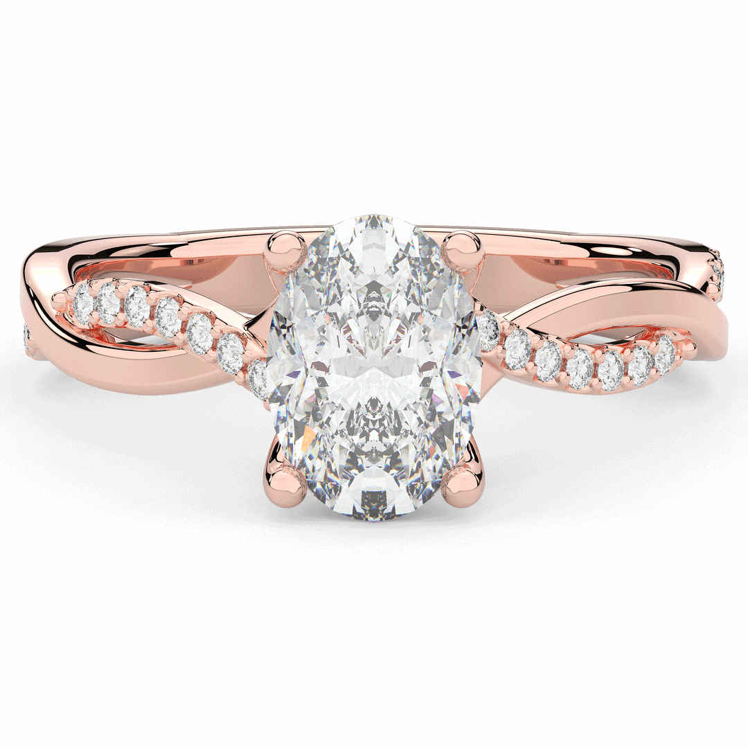 1.70CT.TW OVAL LAB DIAMOND TWIST BAND ENGAGEMENT RING - Nazarelle