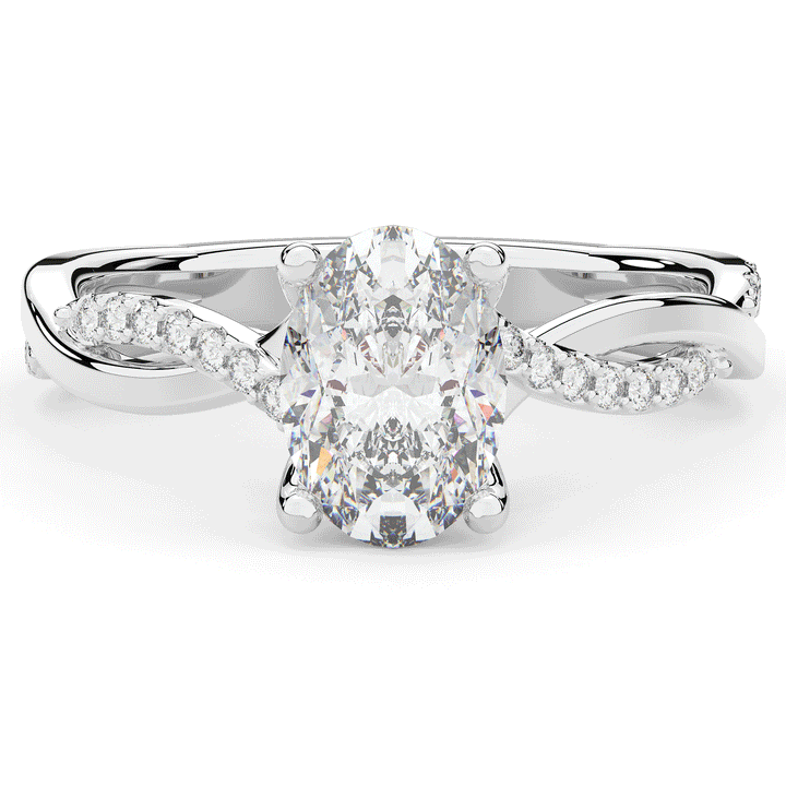 1.70CT.TW OVAL LAB DIAMOND TWIST BAND ENGAGEMENT RING - Nazarelle