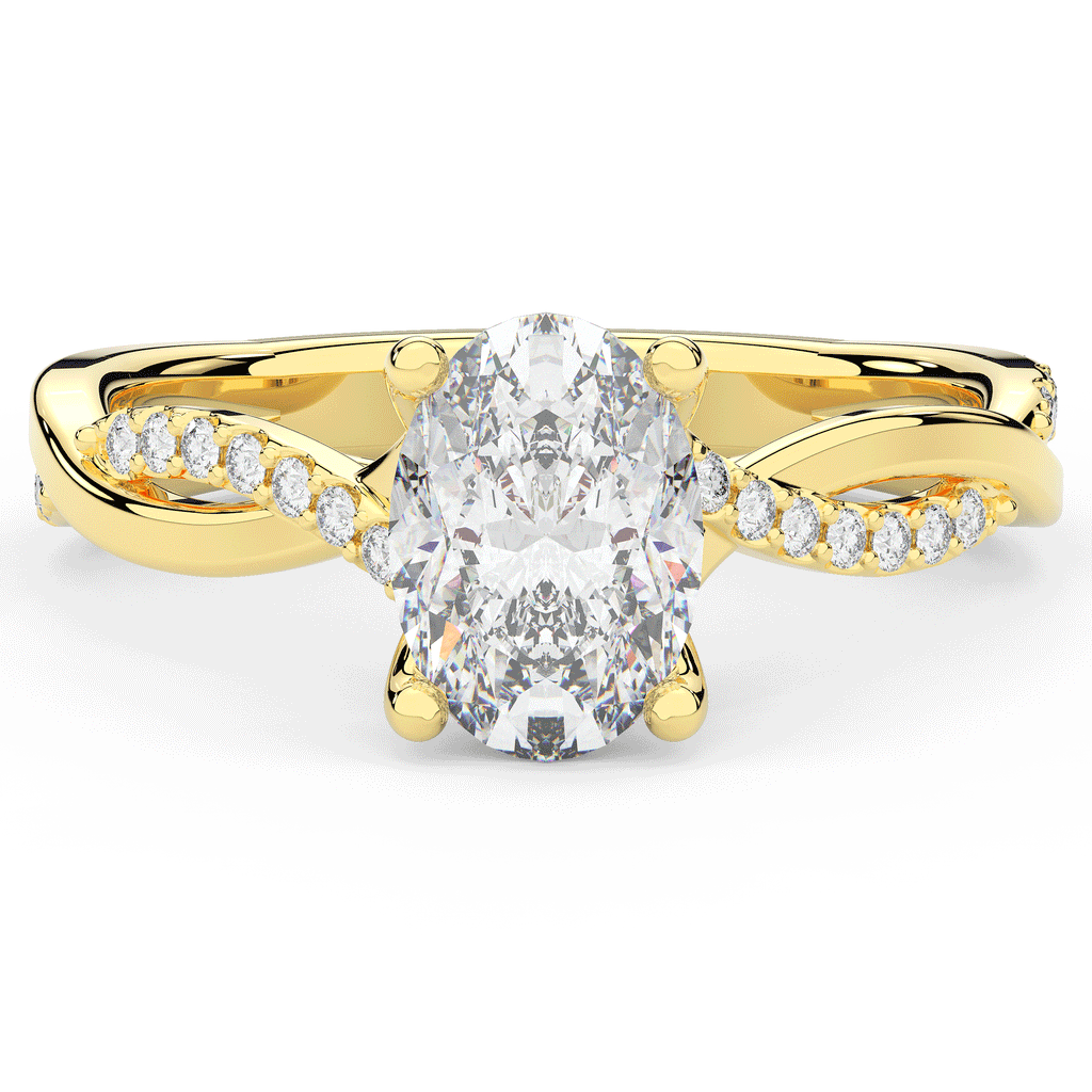 1.70CT.TW OVAL LAB DIAMOND TWIST BAND ENGAGEMENT RING - Nazarelle
