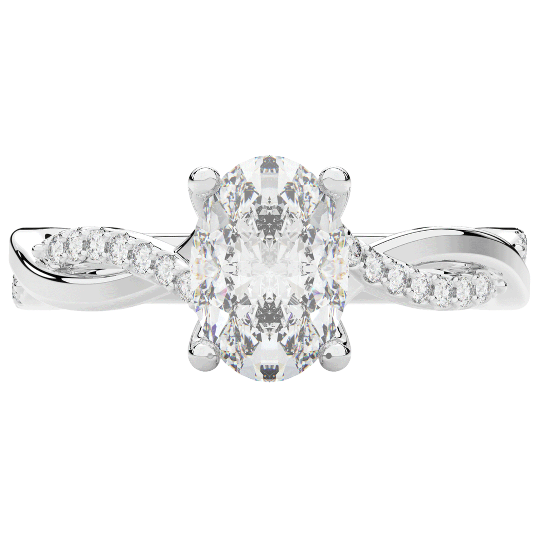 1.70CT.TW OVAL LAB DIAMOND TWIST BAND ENGAGEMENT RING - Nazarelle