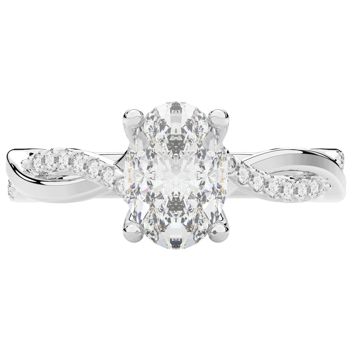 1.70CT.TW OVAL LAB DIAMOND TWIST BAND ENGAGEMENT RING - Nazarelle