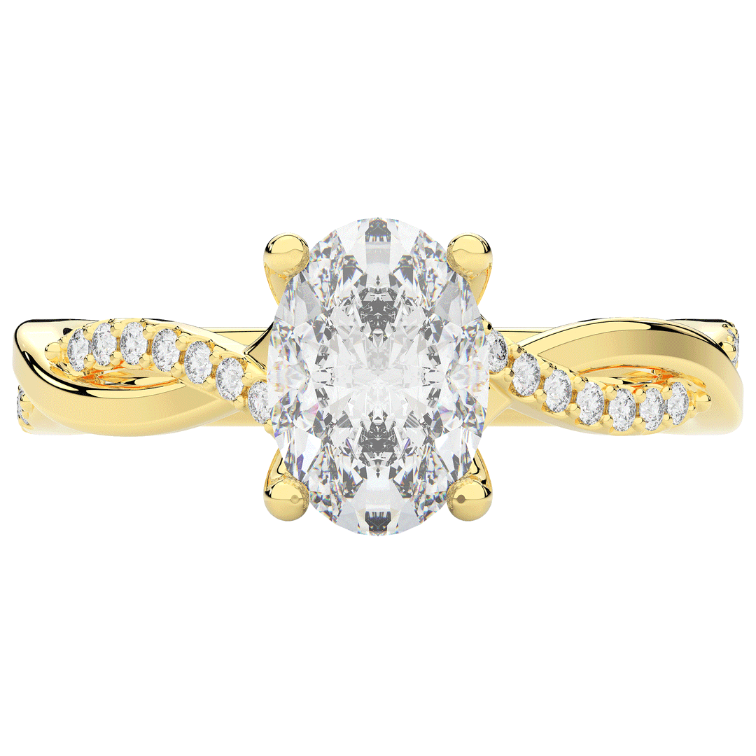 1.70CT.TW OVAL LAB DIAMOND TWIST BAND ENGAGEMENT RING - Nazarelle