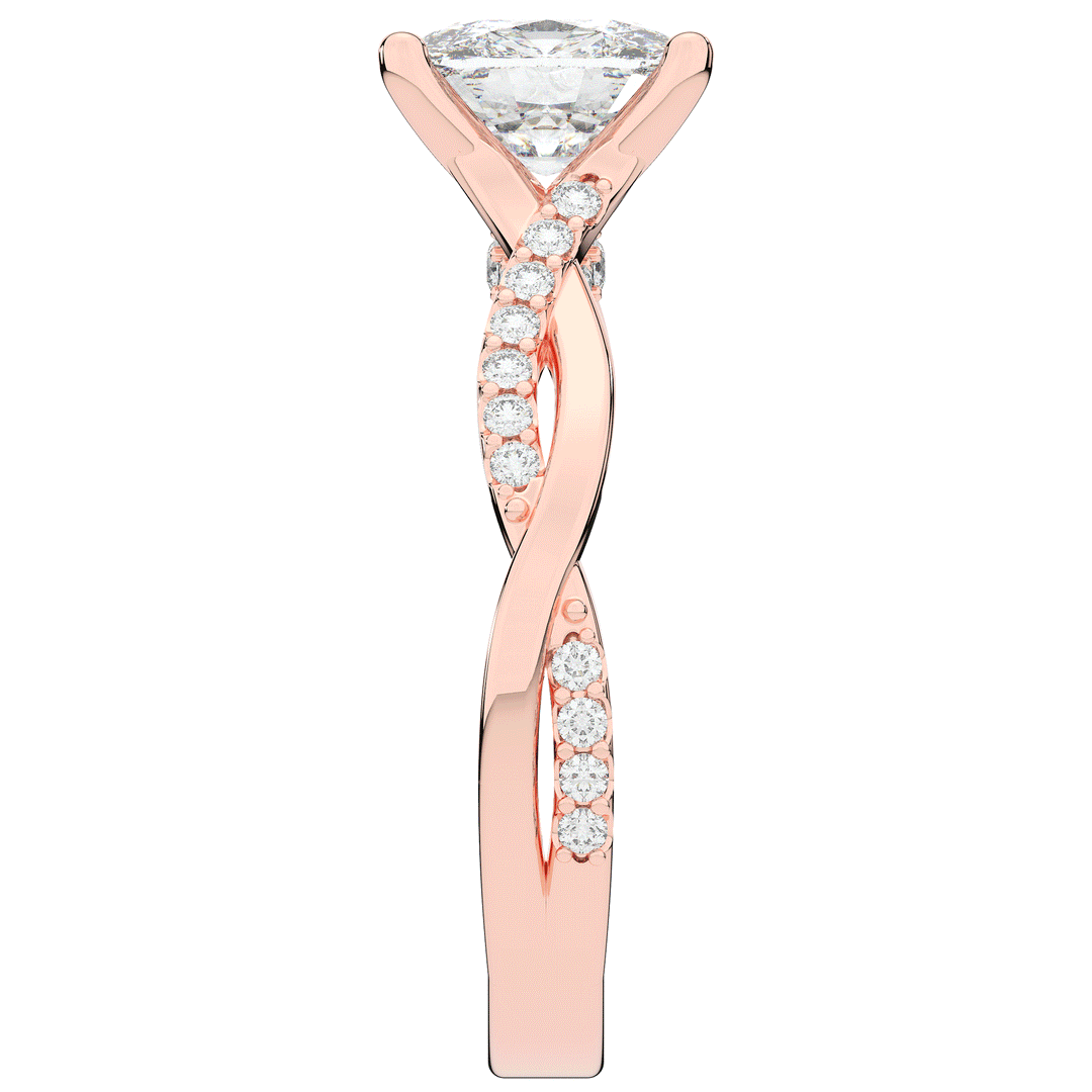 1.70CT.TW CUSHION LAB DIAMOND TWIST BAND ENGAGEMENT RING - Nazarelle