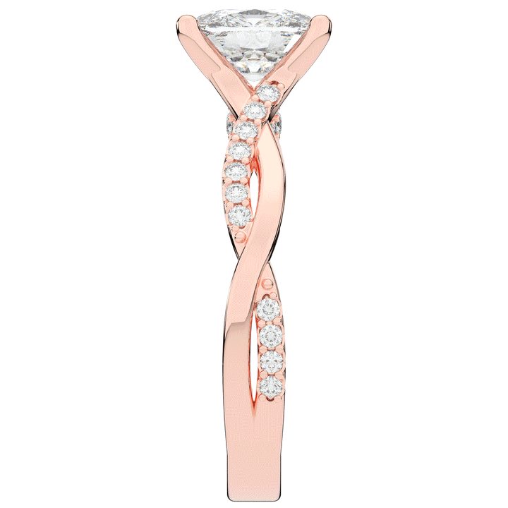 1.70CT.TW CUSHION LAB DIAMOND TWIST BAND ENGAGEMENT RING - Nazarelle