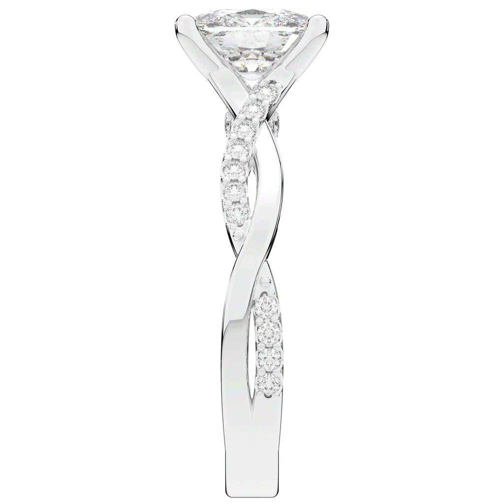 1.70CT.TW CUSHION LAB DIAMOND TWIST BAND ENGAGEMENT RING - Nazarelle