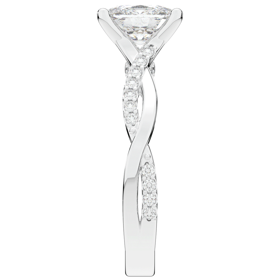 1.70CT.TW CUSHION LAB DIAMOND TWIST BAND ENGAGEMENT RING - Nazarelle