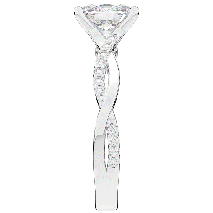 1.70CT.TW CUSHION LAB DIAMOND TWIST BAND ENGAGEMENT RING - Nazarelle
