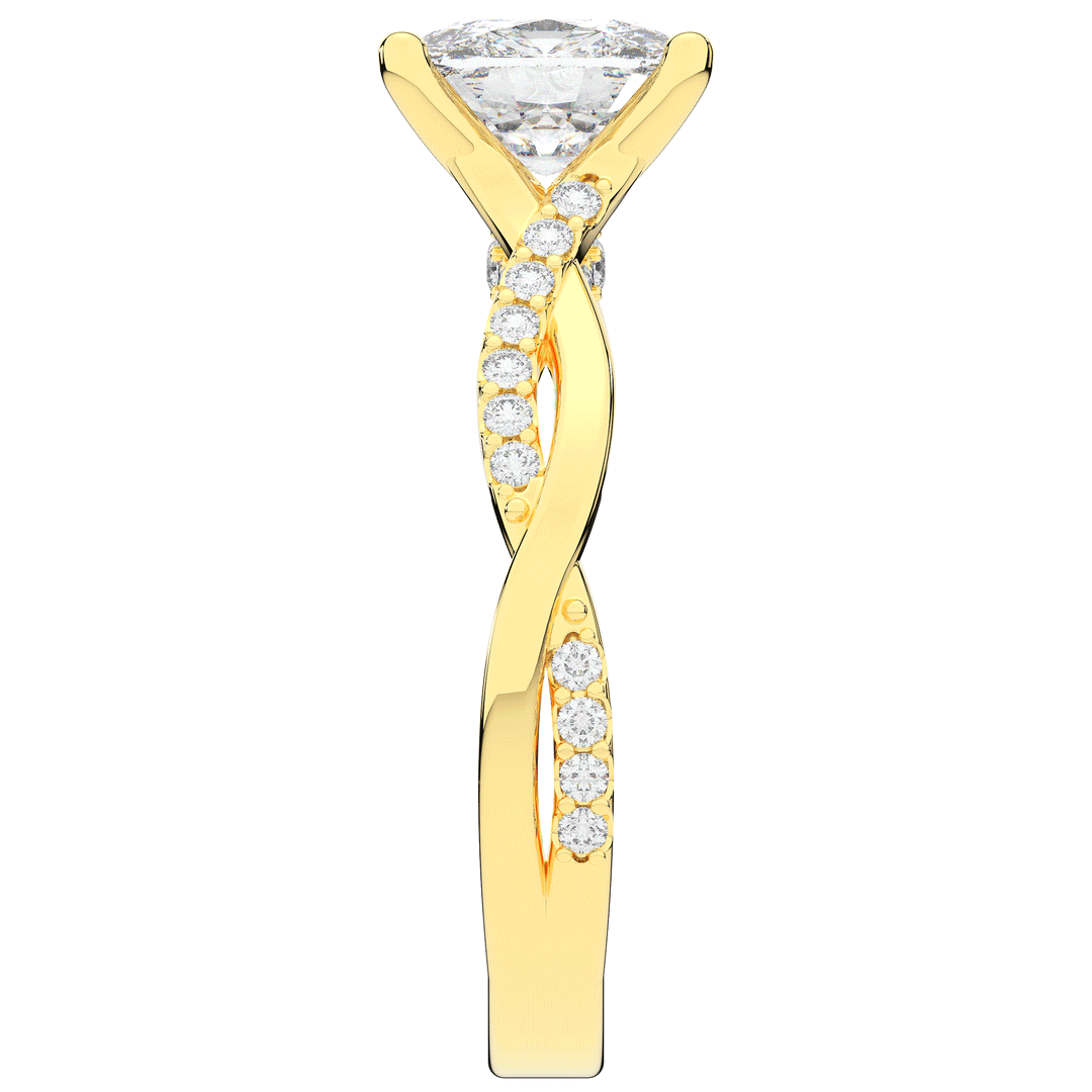 1.70CT.TW CUSHION LAB DIAMOND TWIST BAND ENGAGEMENT RING - Nazarelle