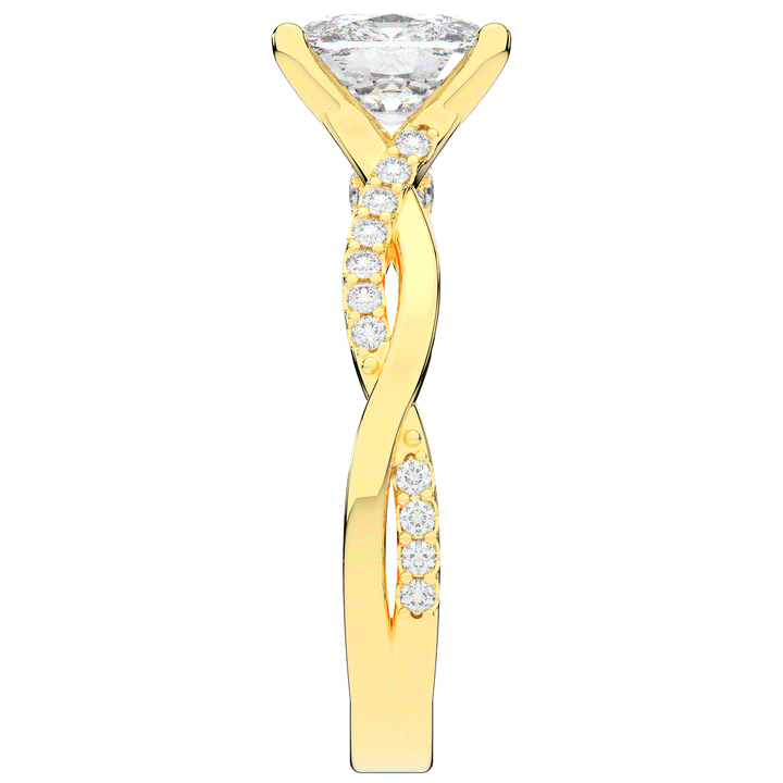1.70CT.TW CUSHION LAB DIAMOND TWIST BAND ENGAGEMENT RING - Nazarelle