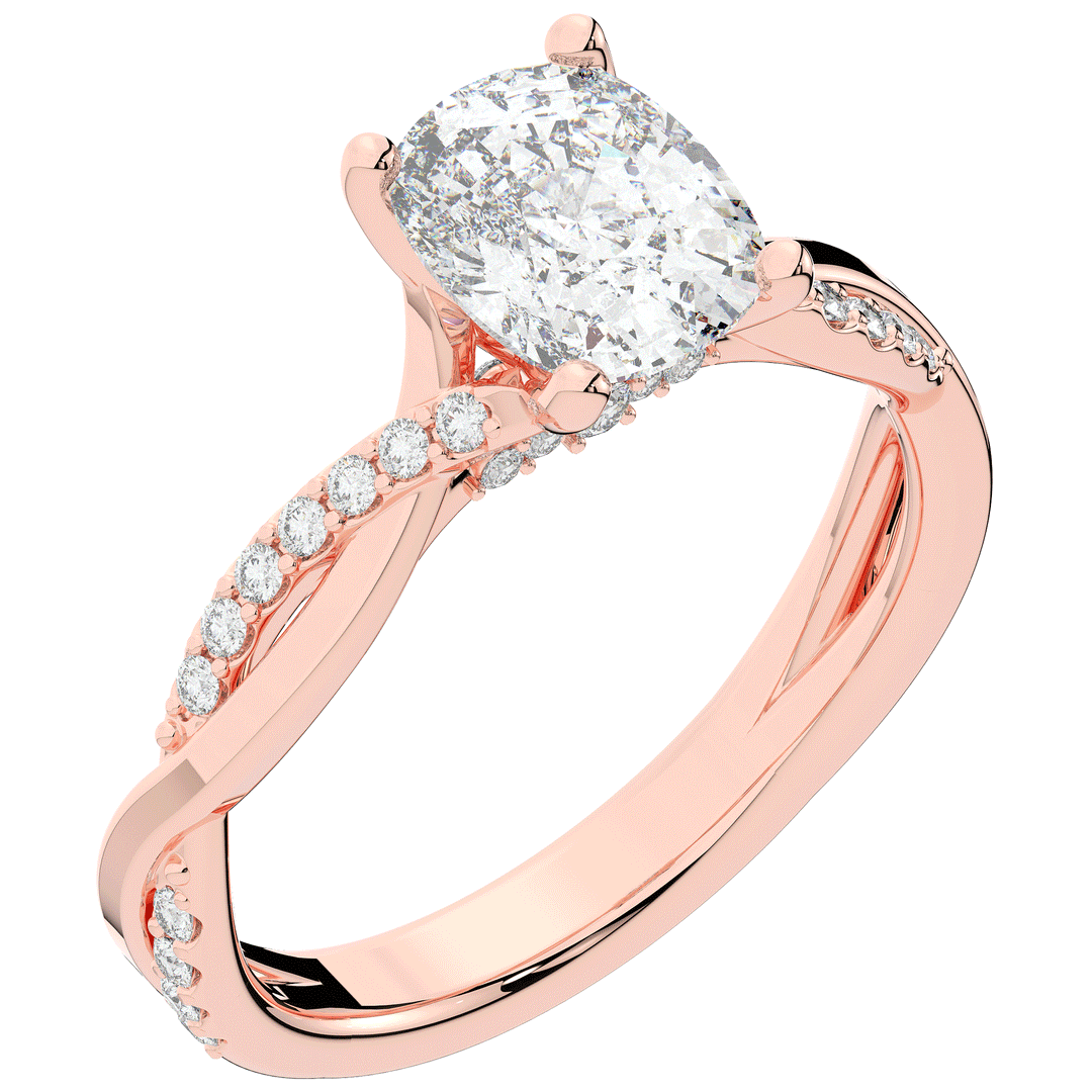 1.70CT.TW CUSHION LAB DIAMOND TWIST BAND ENGAGEMENT RING - Nazarelle