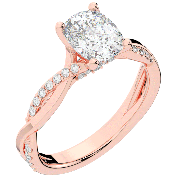 1.70CT.TW CUSHION LAB DIAMOND TWIST BAND ENGAGEMENT RING - Nazarelle