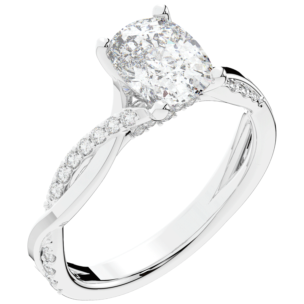 1.70CT.TW CUSHION LAB DIAMOND TWIST BAND ENGAGEMENT RING - Nazarelle