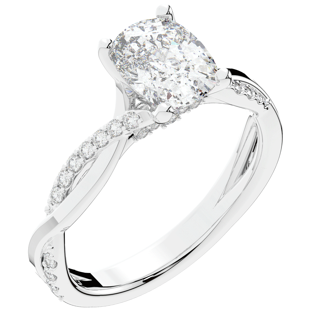 1.70CT.TW CUSHION LAB DIAMOND TWIST BAND ENGAGEMENT RING - Nazarelle