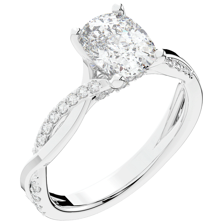 1.70CT.TW CUSHION LAB DIAMOND TWIST BAND ENGAGEMENT RING - Nazarelle