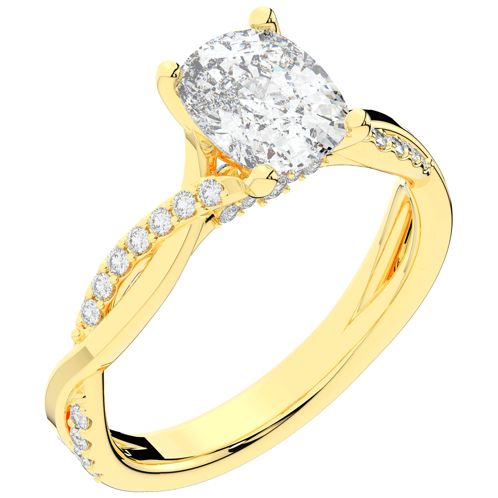 1.70CT.TW CUSHION LAB DIAMOND TWIST BAND ENGAGEMENT RING - Nazarelle