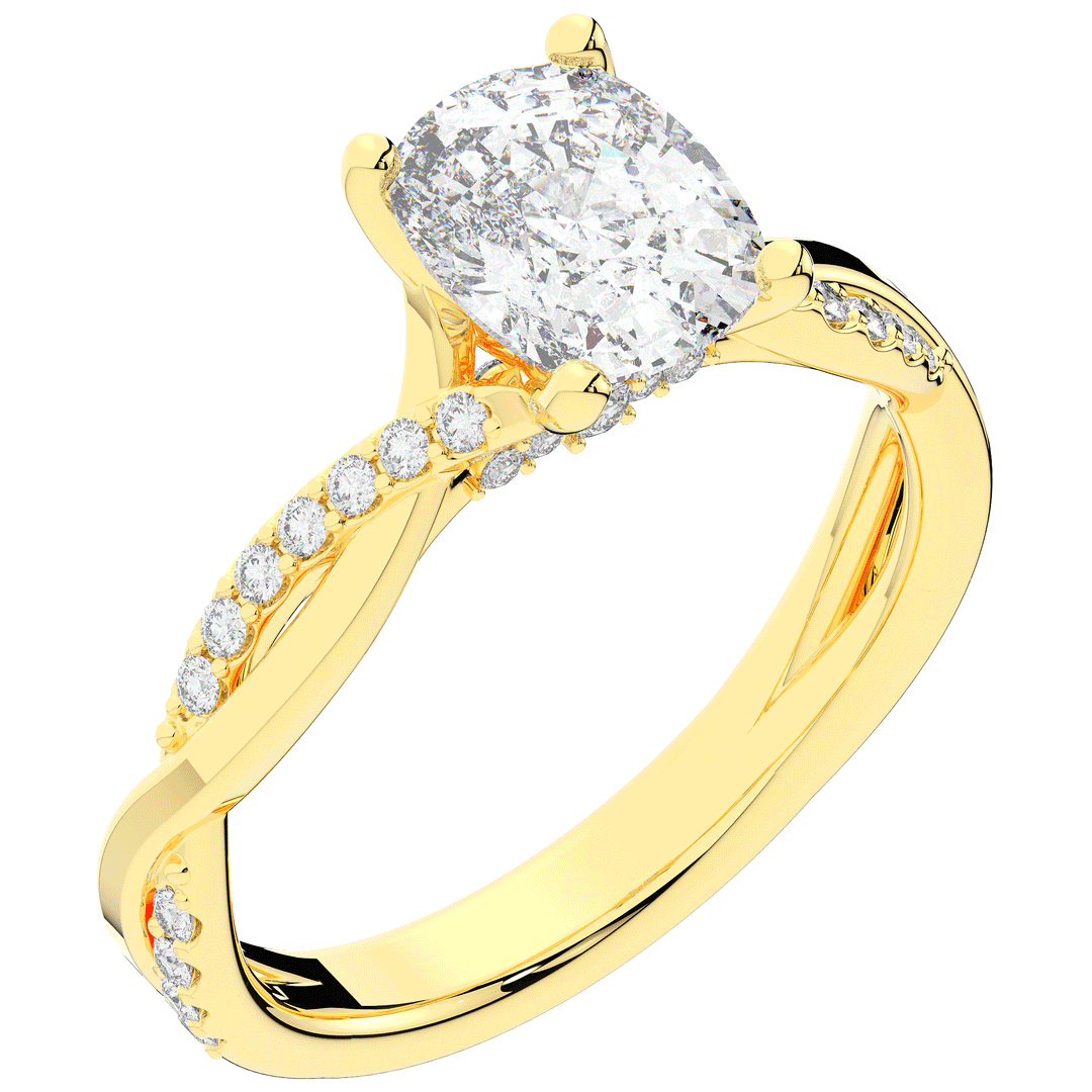 1.70CT.TW CUSHION LAB DIAMOND TWIST BAND ENGAGEMENT RING - Nazarelle