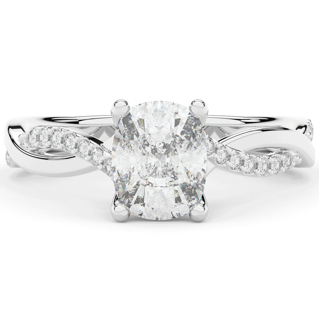 1.70CT.TW CUSHION LAB DIAMOND TWIST BAND ENGAGEMENT RING - Nazarelle