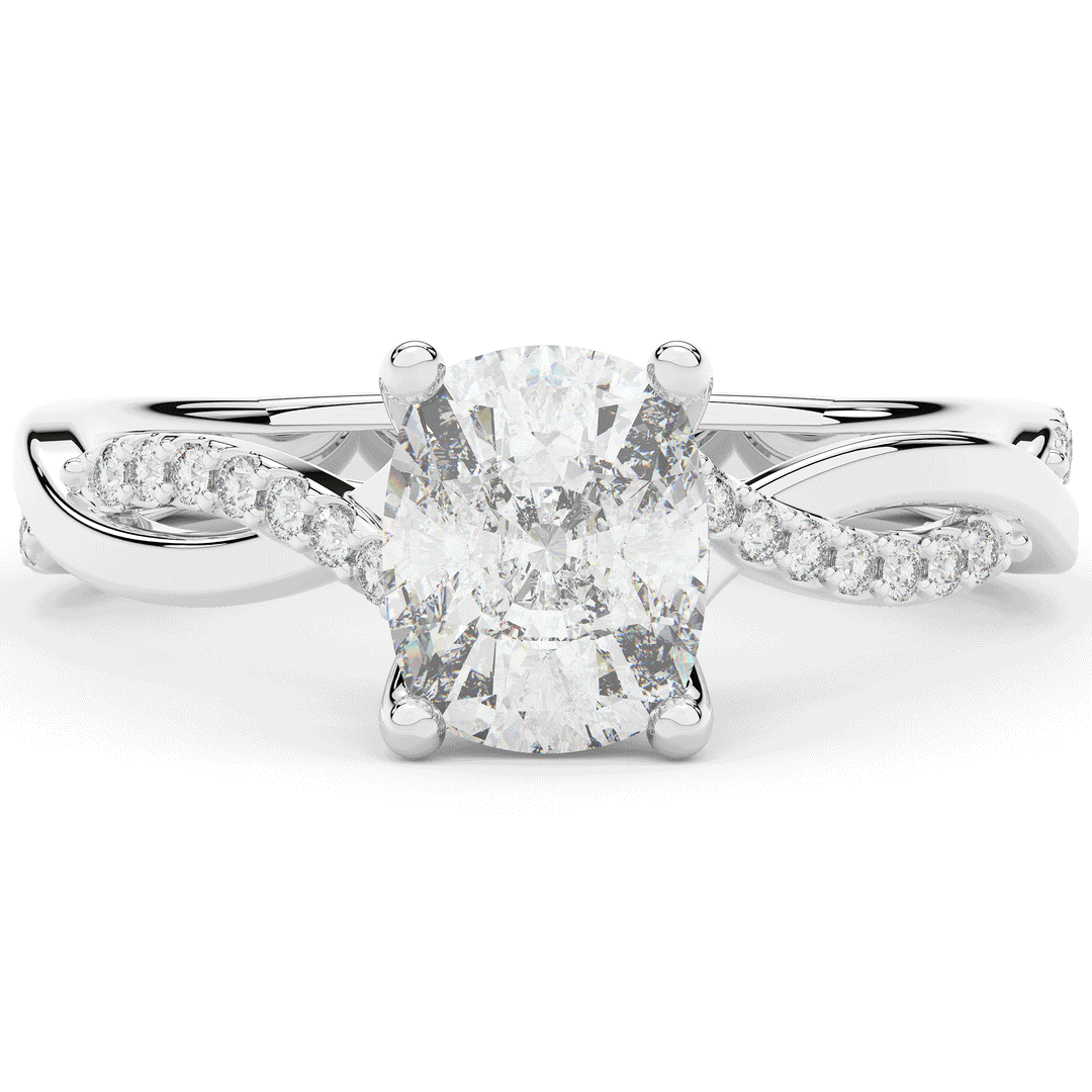 1.70CT.TW CUSHION LAB DIAMOND TWIST BAND ENGAGEMENT RING - Nazarelle