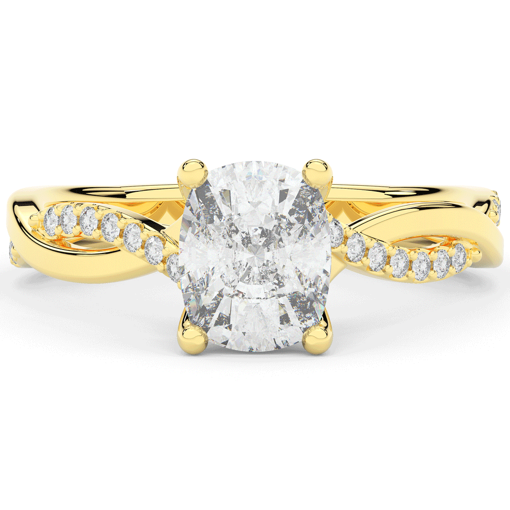 1.70CT.TW CUSHION LAB DIAMOND TWIST BAND ENGAGEMENT RING - Nazarelle